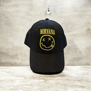 NIRVANA Black Hat with Yellow Emblem
